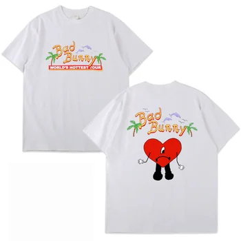  2022 Koszulka Bad Bunny, t-Shirt UN VERANO SIN TI W STYLU hip-hop, t-SHIRT Z Krótkim Rękawem Bad Bunny, t-shirt Z Dwustronnym Nadrukiem, Bluzki
