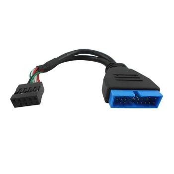  USB 3.0 USB 2.0 Rozdzielacz Kabel-Adapter 9Pin Żeńskie do 20Pin Męski Przewód do Obudowy PC Czarny 16 cm