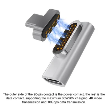  USB C Magnetyczny adapter 20 kontaktów Magnetyczny USB C 3,1 Konwerter Adapter Obsługuje 86 W PD lub M-a-c Book Pro 15 Razem