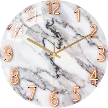  Białe Marmurowe Zegar Ścienny Z 12 Cali Ciche Nie Tyka zegarek Kwarcowy Modne Zegarki Retro Z Wzorem Ścienne Dekoracyjne do Salonu Kuchni
