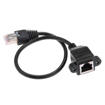  Kabel OULLX RJ45 od mężczyzny do kobiety z mocowaniem śrubowym na panelu Ethernet LAN Sieciowy 8Pin Przedłużacz kabel Z czystej Miedzi Długość ekranu 0,3 M-5 M