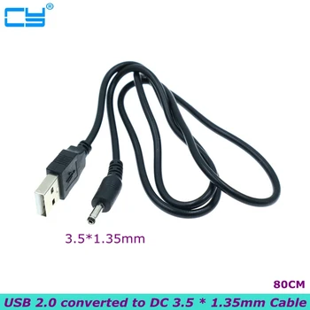  80 cm Złącze zasilania prądem stałym USB 2.0 Przekształcony w 3,5 * 1,35 mm / DC 3,5 * 1,35 Czarny Złącze Dla małych głośników, kabel zasilania niewielkiego wentylatora