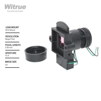  Obiektyw Aparatu Witrue HD CCTV 3,69 mm 720P Megapikselowej Mocowanie M12 Przysłoną F2.4 z filtrem IR dla Kamer Cctv