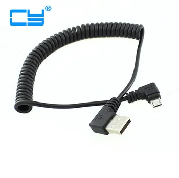  Micro Usb Wtyk 90 Stopni w Lewo Pod Kątem DO USB Wtyk Lewy Narożny Sprężynowy Chowany Elastyczny Kabel Synchronizacja Danych Szybkie Ładowanie 2A 1,2 m/4 stóp