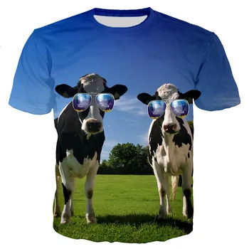  Nowa Fajna koszulka z wizerunkiem Krowy Dla Mężczyzn i Kobiet, Letnia Moda Fajna koszulka z 3D print, Casual Stylowe Meble Sportowa Oddychająca, Lekka Koszulka Fitness