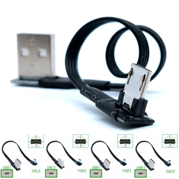  Linia ładowania danych Micro USB z płaskim łokciem, lewy i Prawy USB uniwersalny kabel do transmisji danych dla telefonów z systemem Android 5 cm-100 cm